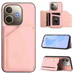 For OPPO A5 Energy / A5 Pro 5G Global Skin Feel Four Card Slots Phone Case with Wrist Strap(Pink)