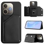 For OPPO A5 Energy / A5 Pro 5G Global Skin Feel Four Card Slots Phone Case with Wrist Strap(Black)