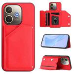 For OPPO A5 Energy / A5 Pro 5G Global Skin Feel Four Card Slots Phone Case with Wrist Strap(Red)