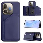 For OPPO A5 Energy / A5 Pro 5G Global Skin Feel Four Card Slots Phone Case with Wrist Strap(Blue)