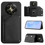 For Realme 12+ 5G / P1 5G Skin Feel Four Card Slots Phone Case with Wrist Strap(Black)