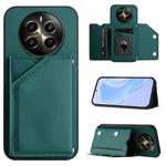 For Realme 12+ 5G / P1 5G Skin Feel Four Card Slots Phone Case with Wrist Strap(Green)