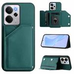 For Realme 14 Skin Feel Four Card Slots Phone Case with Wrist Strap(Green)