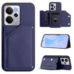 For Realme 14 Skin Feel Four Card Slots Phone Case with Wrist Strap(Blue)