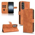 For OnePlus Ace 5 Ultra Skin Feel Magnetic Flip Leather Phone Case(Brown)