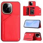 For vivo Y200 Skin Feel Four Card Slots Phone Case with Wrist Strap(Red)