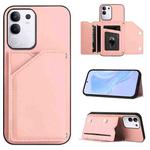 For vivo Y29 4G / T4x / Y300t Skin Feel Four Card Slots Phone Case with Wrist Strap(Pink)