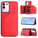For vivo Y29 4G / T4x / Y300t Skin Feel Four Card Slots Phone Case with Wrist Strap(Red)