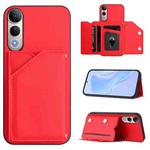 For vivo V50 Lite 4G Skin Feel Four Card Slots Phone Case with Wrist Strap(Red)
