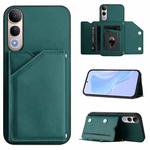 For vivo V50 Lite 4G Skin Feel Four Card Slots Phone Case with Wrist Strap(Green)
