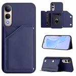 For vivo V50 Lite 4G Skin Feel Four Card Slots Phone Case with Wrist Strap(Blue)
