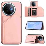 For vivo Y39 5G / Y300i Skin Feel Four Card Slots Phone Case with Wrist Strap(Pink)