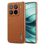 For Xiaomi 15 Pro AZNS Electroplated Edge Carbon Fiber Texture Phone Case(Brown)