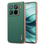 For Xiaomi 15 Pro AZNS Electroplated Edge Carbon Fiber Texture Phone Case(Green)