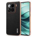 For Xiaomi 15 AZNS Electroplated Edge Carbon Fiber Texture Phone Case(Black)