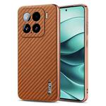 For Xiaomi 15 AZNS Electroplated Edge Carbon Fiber Texture Phone Case(Brown)