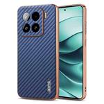 For Xiaomi 15 AZNS Electroplated Edge Carbon Fiber Texture Phone Case(Blue)