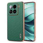 For Xiaomi 15 AZNS Electroplated Edge Carbon Fiber Texture Phone Case(Green)