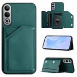 For OnePlus Nord CE4 Skin Feel Four Card Slots Phone Case with Wrist Strap(Green)