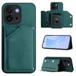 For OnePlus 13T Skin Feel Four Card Slots Phone Case with Wrist Strap(Green)