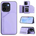 For OnePlus 13T Skin Feel Four Card Slots Phone Case with Wrist Strap(Purple)
