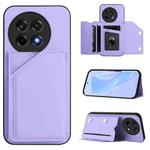 For OnePlus Ace 5 / Ace 5 Pro Skin Feel Four Card Slots Phone Case with Wrist Strap(Purple)