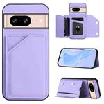 For Google Pixel 8 Skin Feel Four Card Slots Phone Case with Wrist Strap(Purple)