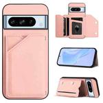 For Google Pixel 8 Pro Skin Feel Four Card Slots Phone Case with Wrist Strap(Pink)