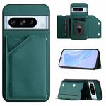 For Google Pixel 8 Pro Skin Feel Four Card Slots Phone Case with Wrist Strap(Green)