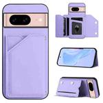 For Google Pixel 8A Skin Feel Four Card Slots Phone Case with Wrist Strap(Purple)