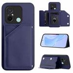 For Redmi 12C / 11A Skin Feel Four Card Slots Phone Case with Wrist Strap(Blue)