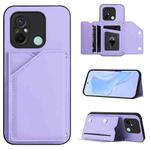 For Redmi 12C / 11A Skin Feel Four Card Slots Phone Case with Wrist Strap(Purple)