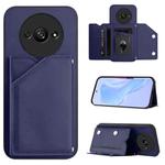 For Redmi A3 4G Global Skin Feel Four Card Slots Phone Case with Wrist Strap(Blue)