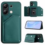 For Redmi Note 13 4G Global Skin Feel Four Card Slots Phone Case with Wrist Strap(Green)