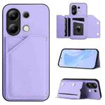 For Redmi Note 13 4G Global Skin Feel Four Card Slots Phone Case with Wrist Strap(Purple)