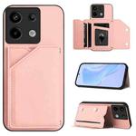 For Redmi Note 13 Pro 5G Skin Feel Four Card Slots Phone Case with Wrist Strap(Pink)