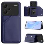 For Redmi Note 13 Pro+ Skin Feel Four Card Slots Phone Case with Wrist Strap(Blue)