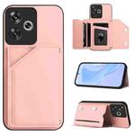 For Redmi Turbo 3 Skin Feel Four Card Slots Phone Case with Wrist Strap(Pink)