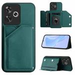 For Redmi Turbo 3 Skin Feel Four Card Slots Phone Case with Wrist Strap(Green)