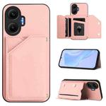 For Redmi Turbo 4 Pro / Poco F7 Skin Feel Four Card Slots Phone Case with Wrist Strap(Pink)