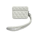 For AirPods Pro 2 Down Coat Texture PU Earbuds Box PC Case with Lanyard(White)