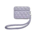 For AirPods Pro 2 Down Coat Texture PU Earbuds Box PC Case with Lanyard(Purple)