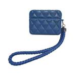 For AirPods Pro 2 Down Coat Texture PU Earbuds Box PC Case with Lanyard(Blue)