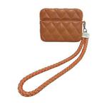 For AirPods Pro 2 Down Coat Texture PU Earbuds Box PC Case with Lanyard(Caramel)