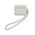 For AirPods 3 Down Coat Texture PU Earbuds Box PC Case with Lanyard(White)