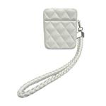 For AirPods 1 / 2 Down Coat Texture PU Earbuds Box PC Case with Lanyard(White)