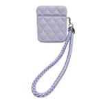 For AirPods 1 / 2 Down Coat Texture PU Earbuds Box PC Case with Lanyard(Purple)