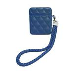 For AirPods 1 / 2 Down Coat Texture PU Earbuds Box PC Case with Lanyard(Blue)