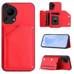 For Huawei Pura 70 Ultra Skin Feel Four Card Slots Phone Case with Wrist Strap(Red)