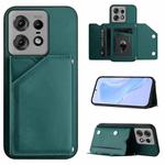 For Motorola Edge 50 Pro Skin Feel Four Card Slots Phone Case with Wrist Strap(Green)